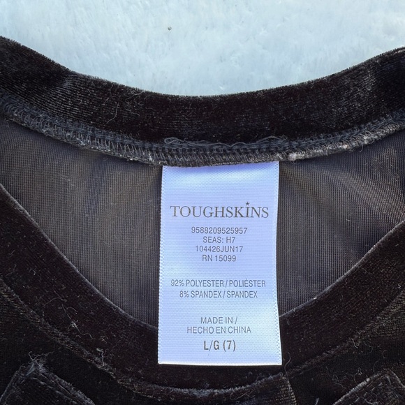 3/$20 Toughskins Girls Black Velvet Dress Size 7 Short Sleeve Holiday Party Dres - Picture 3 of 5